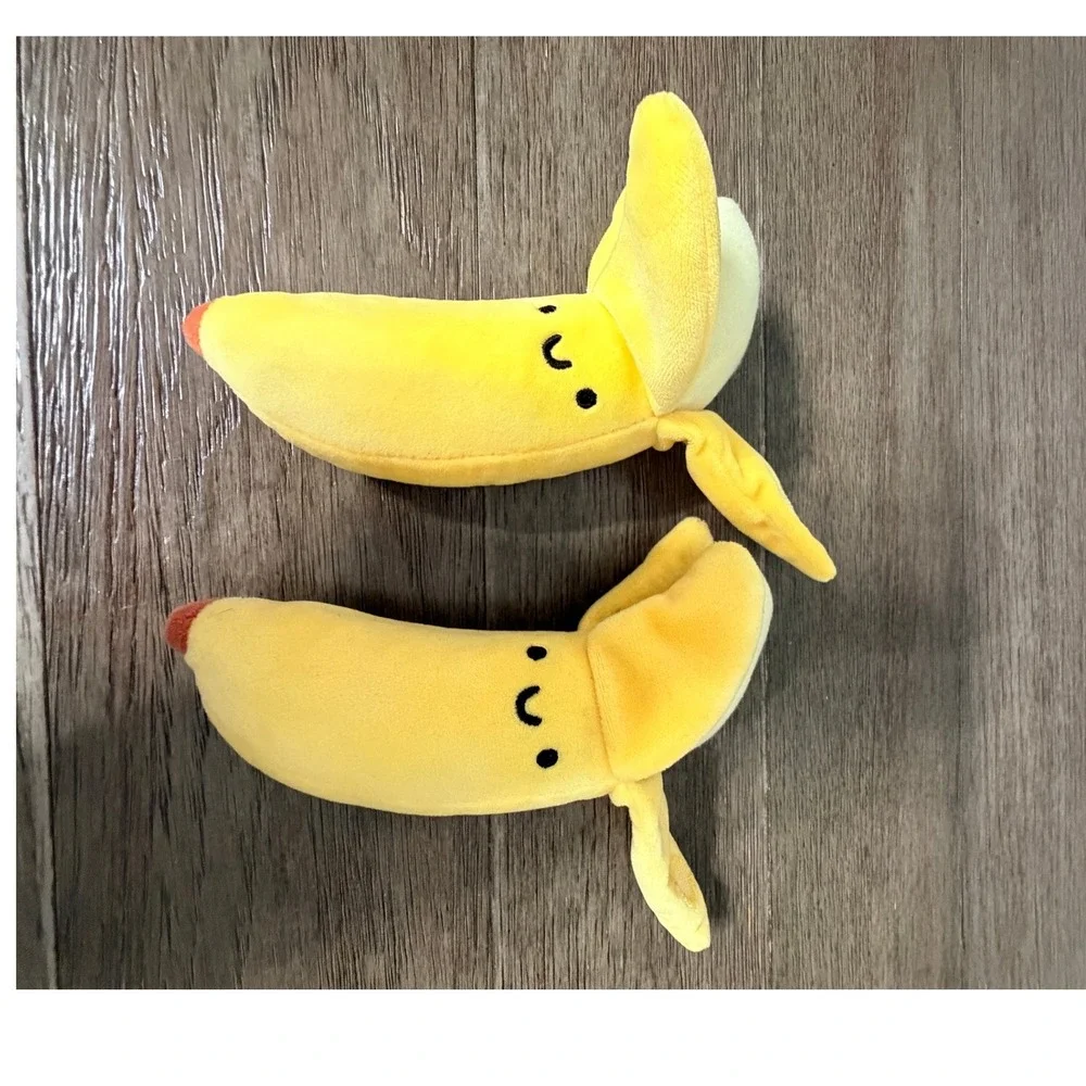 Lot of 2‎ Kawaii Smiling Banana Plush Stuffed Food Toy Yellow Fruit Cute Peeling